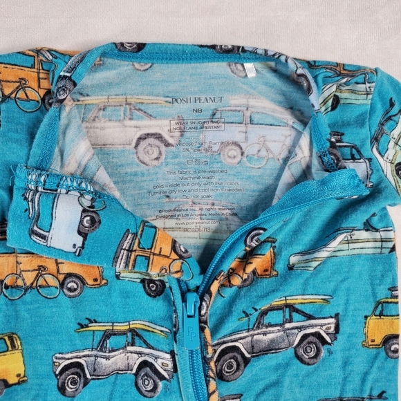 Posh Peanut Cars Bus Footed Sleeper Pajamas Footie Bamboo Newborn - Picture 5 of 12